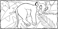 A coloring page of the lion king